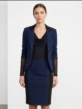 Women's Navy and Black Pencil Skirt Set - Classic Two-Piece
